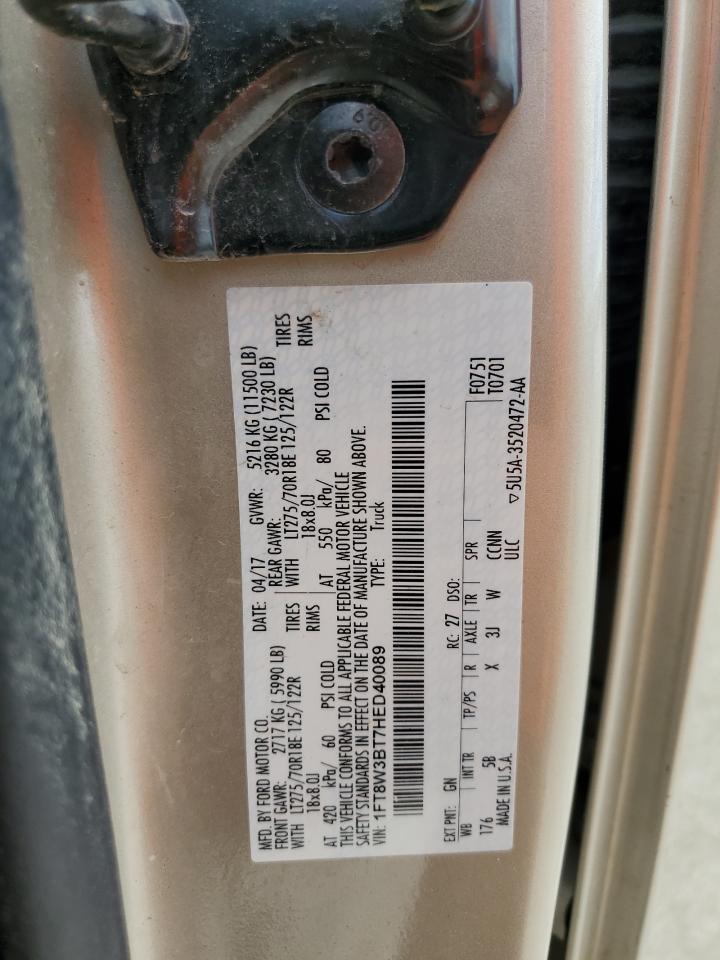 2017 Ford F350 Super Duty VIN: 1FT8W3BT7HED40089 Lot: 66891715