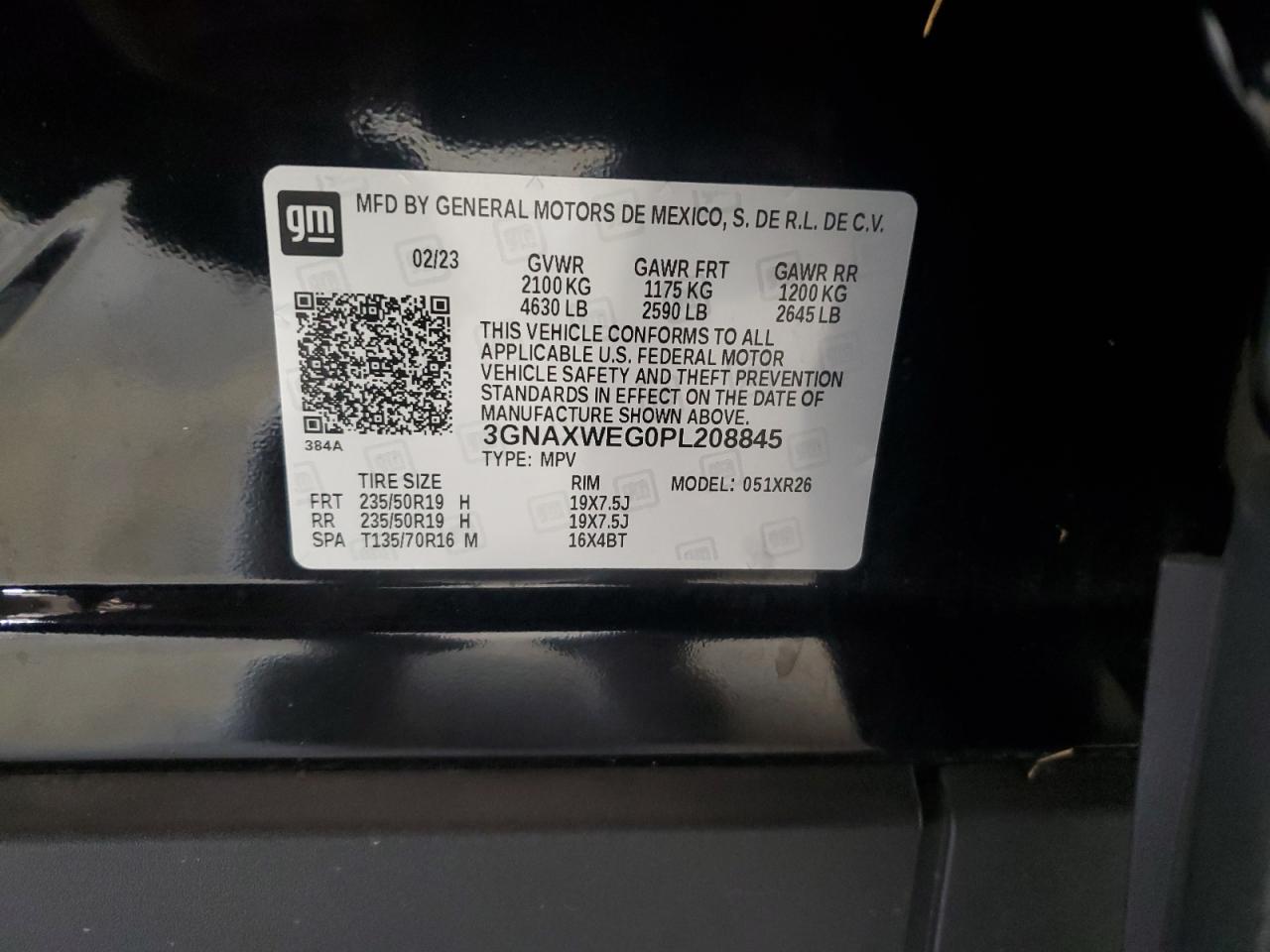 2023 Chevrolet Equinox Rs VIN: 3GNAXWEG0PL208845 Lot: 65287605