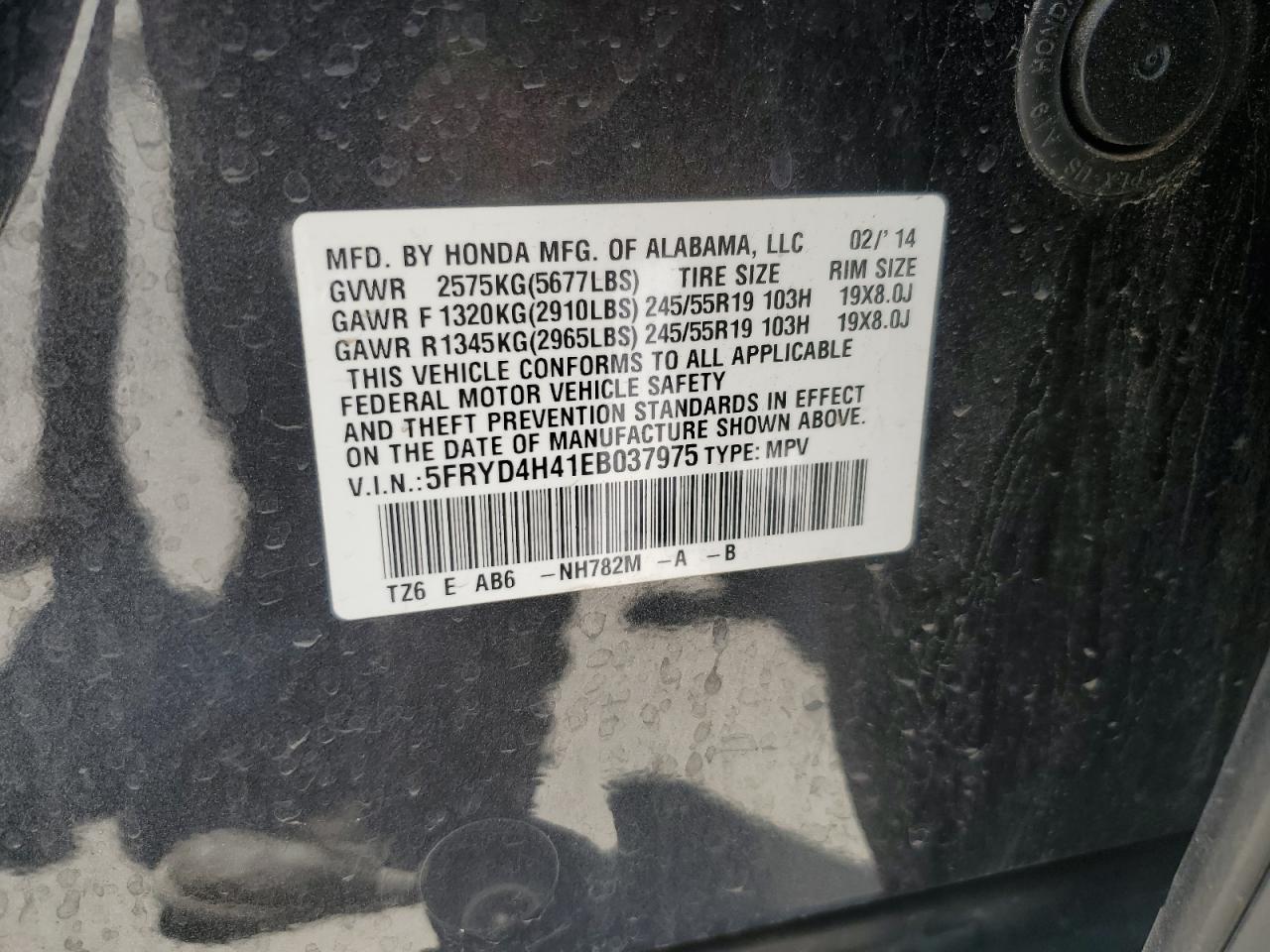 2014 Acura Mdx Technology VIN: 5FRYD4H41EB037975 Lot: 63296645