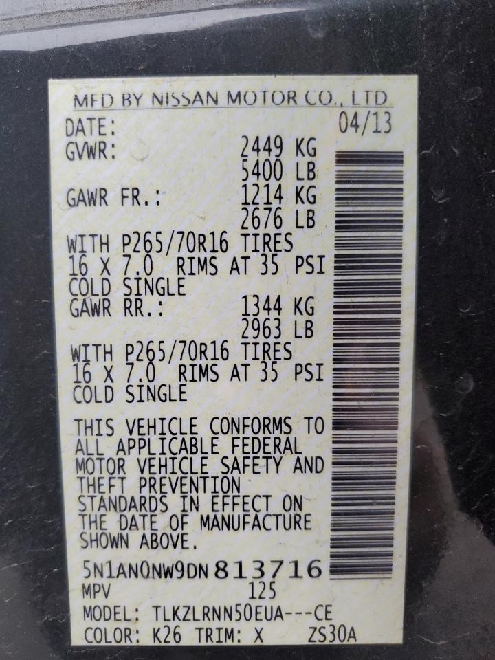 2013 Nissan Xterra X VIN: 5N1AN0NW9DN813716 Lot: 65029625