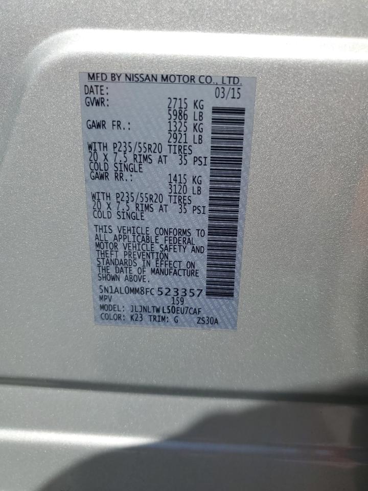 2015 Infiniti Qx60 VIN: 5N1AL0MM8FC523357 Lot: 64211965