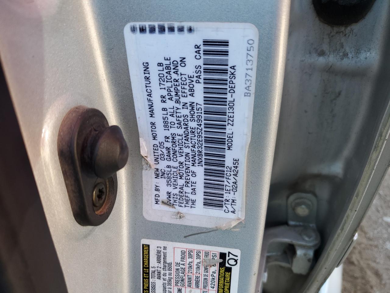 2005 Toyota Corolla Ce VIN: 1NXBR32E95Z499157 Lot: 64249035