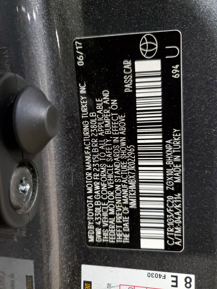 2018 Toyota C-Hr Xle VIN: NMTKHMBX7JR022965 Lot: 64776385