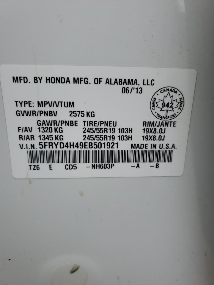 2014 Acura Mdx Technology VIN: 5FRYD4H49EB501921 Lot: 66646265