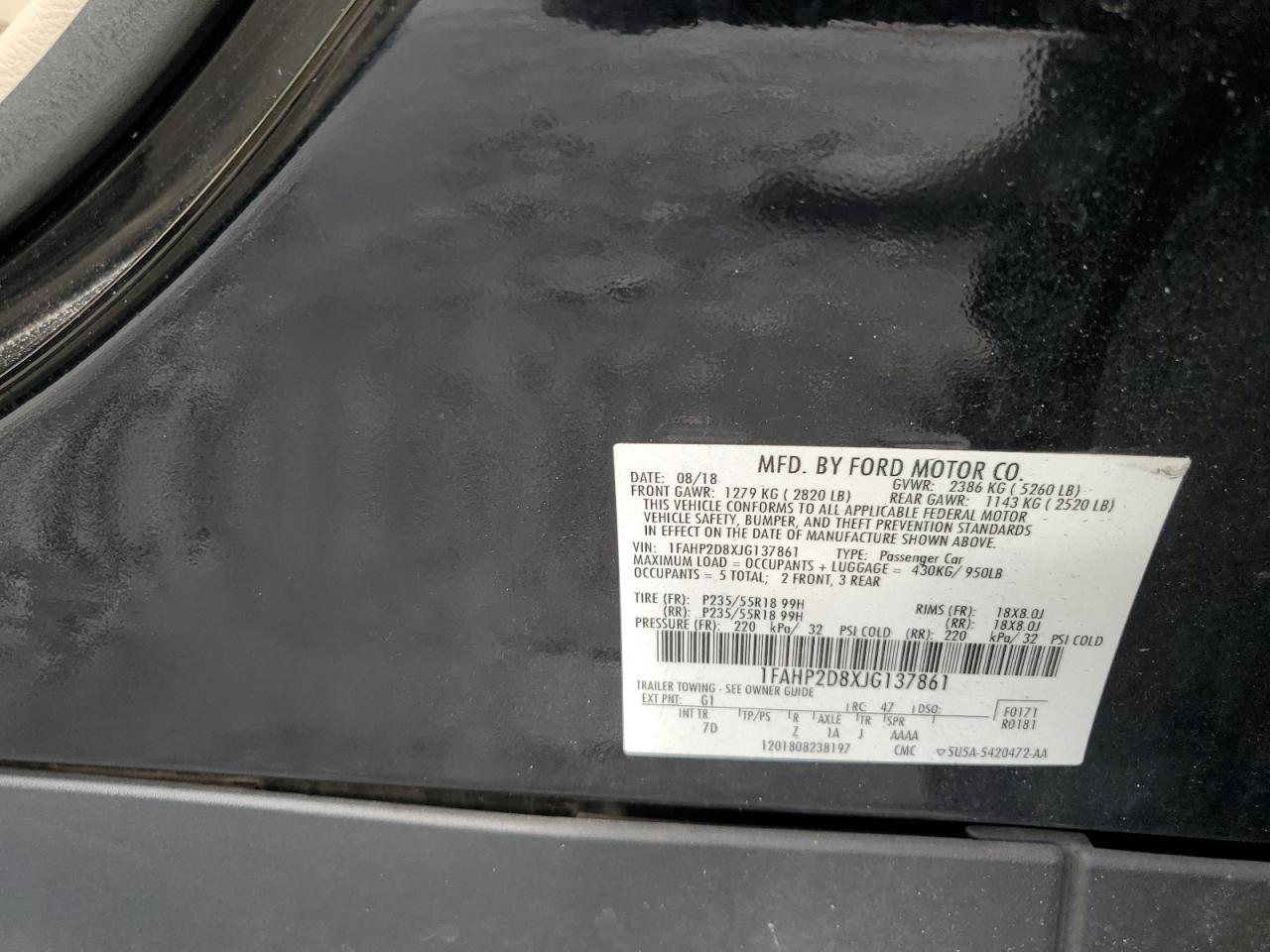 2018 Ford Taurus Se VIN: 1FAHP2D8XJG137861 Lot: 64982925