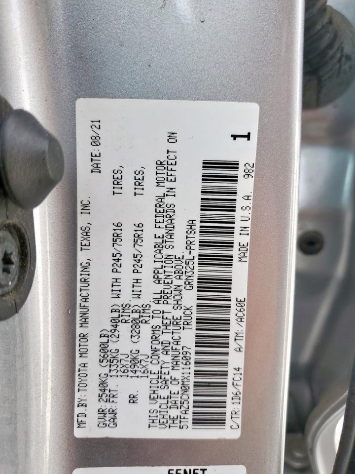 2021 Toyota Tacoma Double Cab VIN: 5TFAZ5CN0MX116097 Lot: 64547685