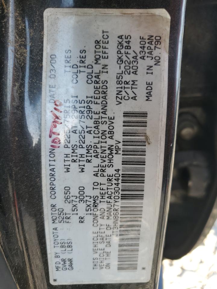 2000 Toyota 4Runner Sr5 VIN: JT3HN86R7Y0304404 Lot: 64976995