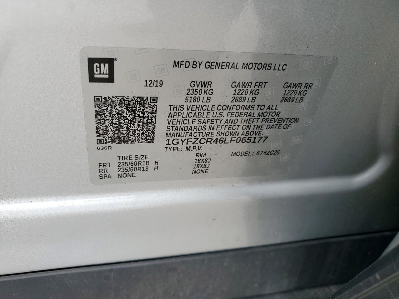 2020 Cadillac Xt4 Premium Luxury VIN: 1GYFZCR46LF065177 Lot: 62772435