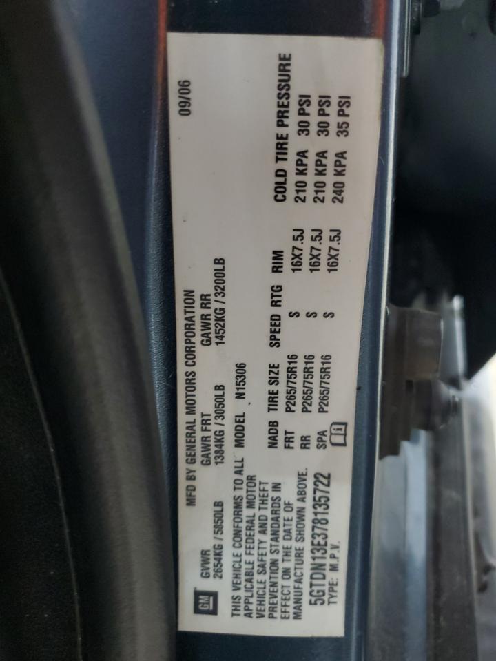 2007 Hummer H3 VIN: 5GTDN13E378135722 Lot: 64122755