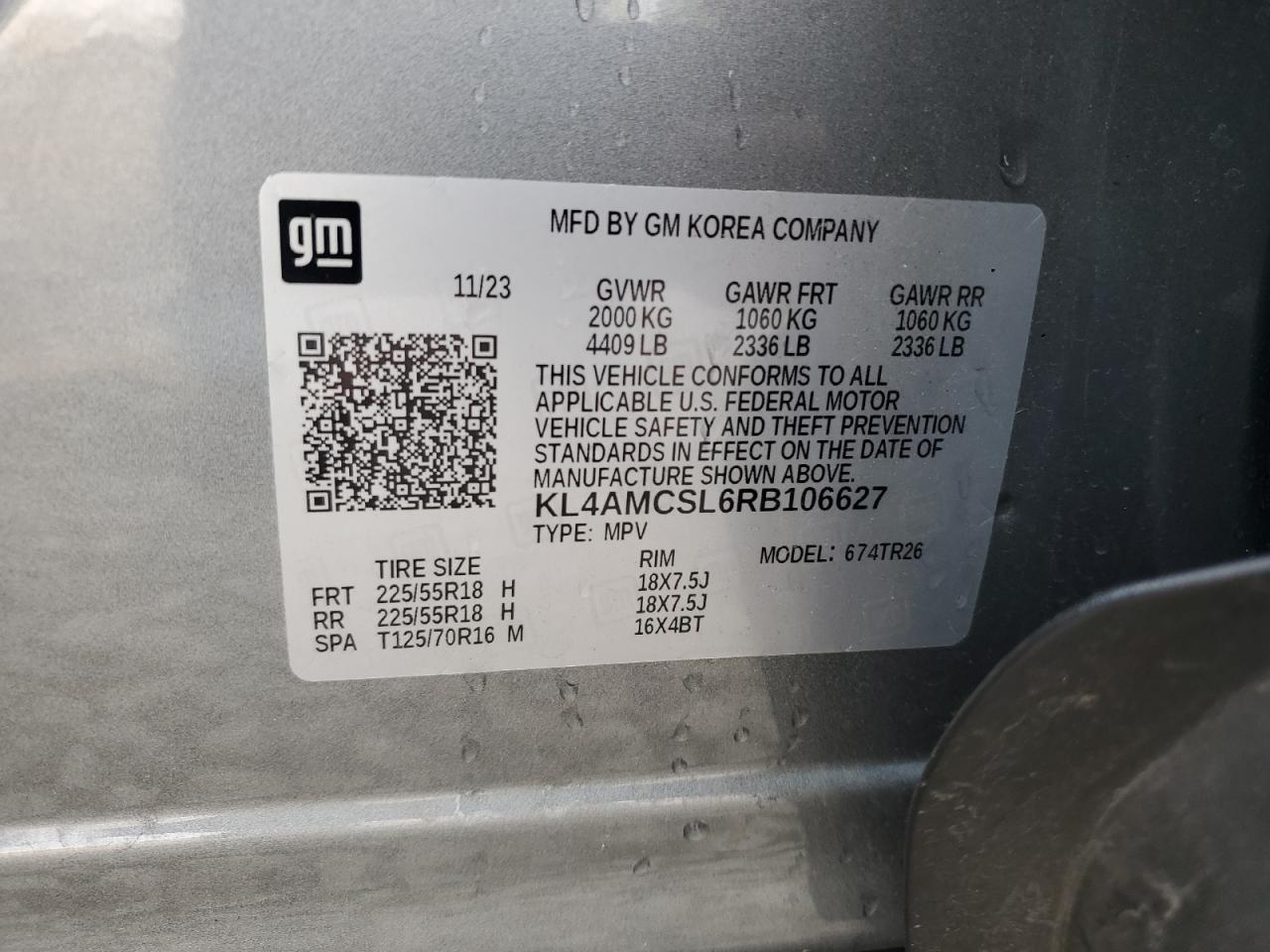 2024 Buick Encore Gx Preferred VIN: KL4AMCSL6RB106627 Lot: 66367855