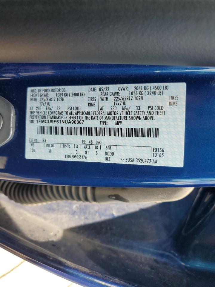 2022 Ford Escape S VIN: 1FMCU9F61NUA90367 Lot: 64070815