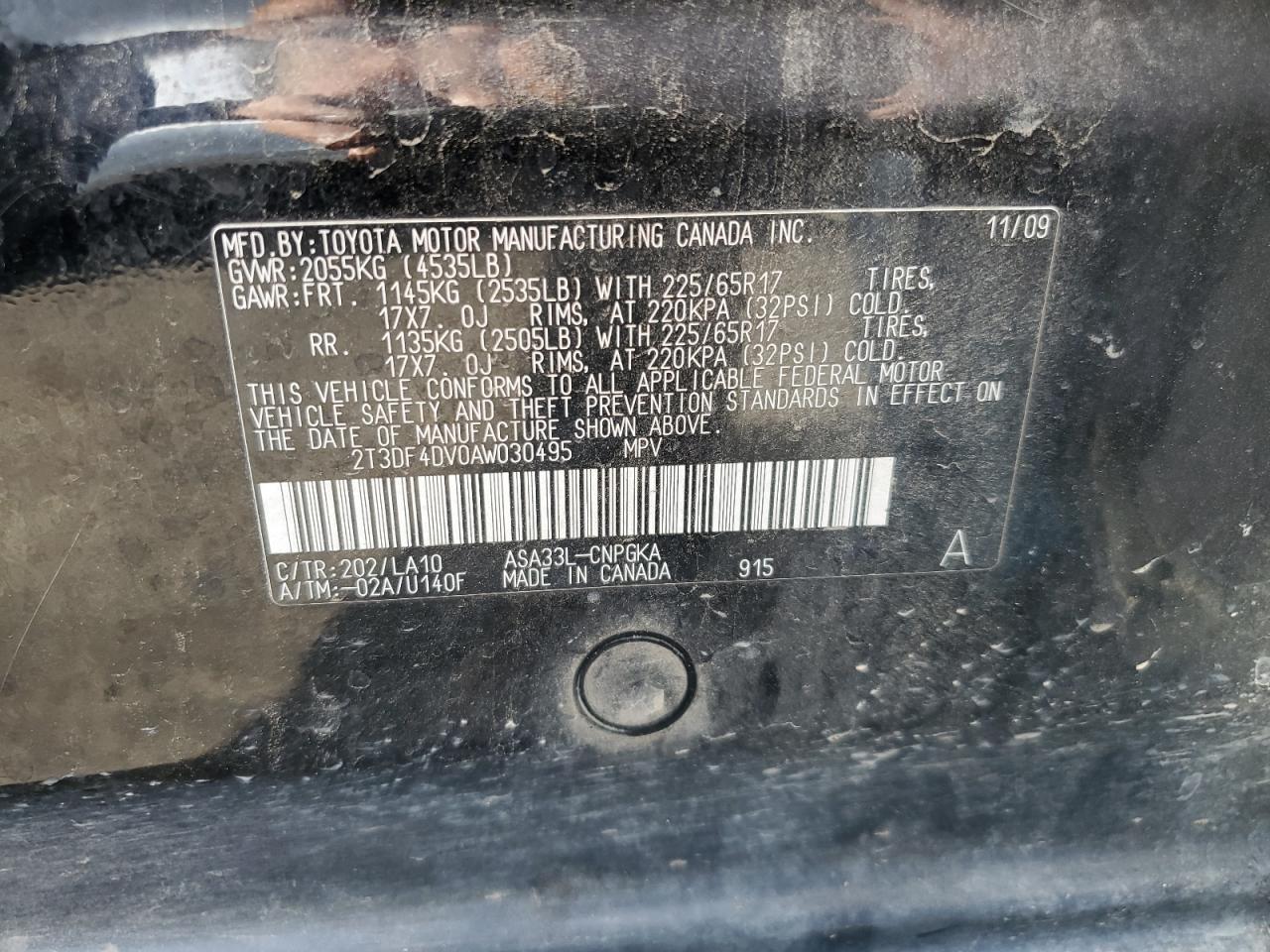 2010 Toyota Rav4 Limited VIN: 2T3DF4DV0AW030495 Lot: 64772575