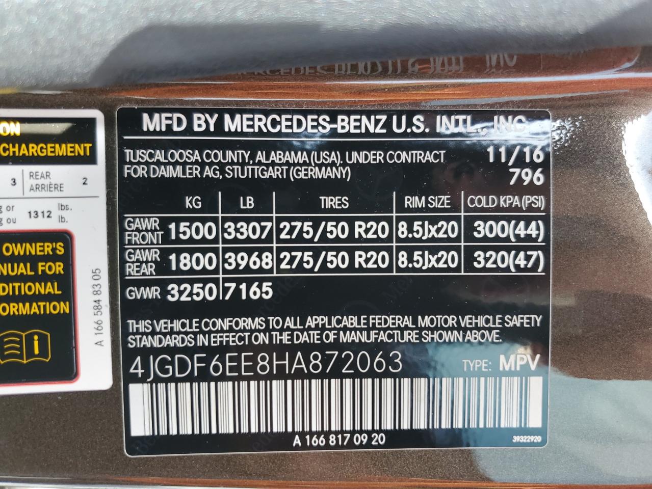 2017 Mercedes-Benz Gls 450 4Matic VIN: 4JGDF6EE8HA872063 Lot: 62448255