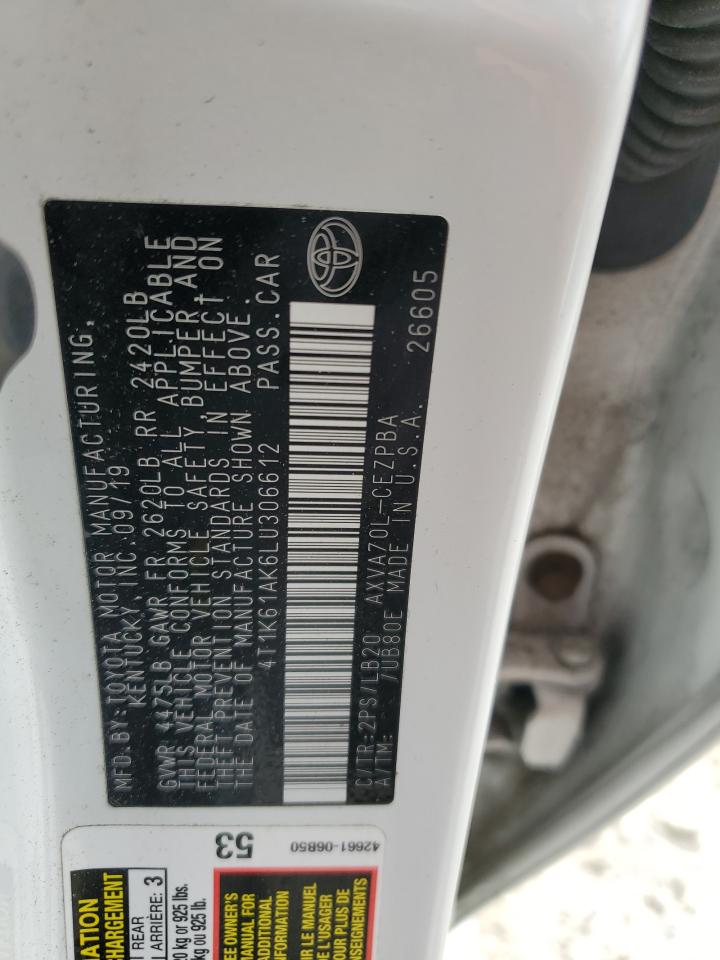 2020 Toyota Camry Xse VIN: 4T1K61AK6LU306612 Lot: 63314095