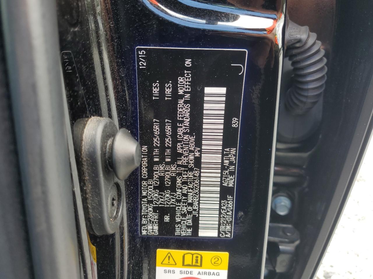 2016 Lexus Nx 200T Base VIN: JTJBARBZ3G2061487 Lot: 63376365