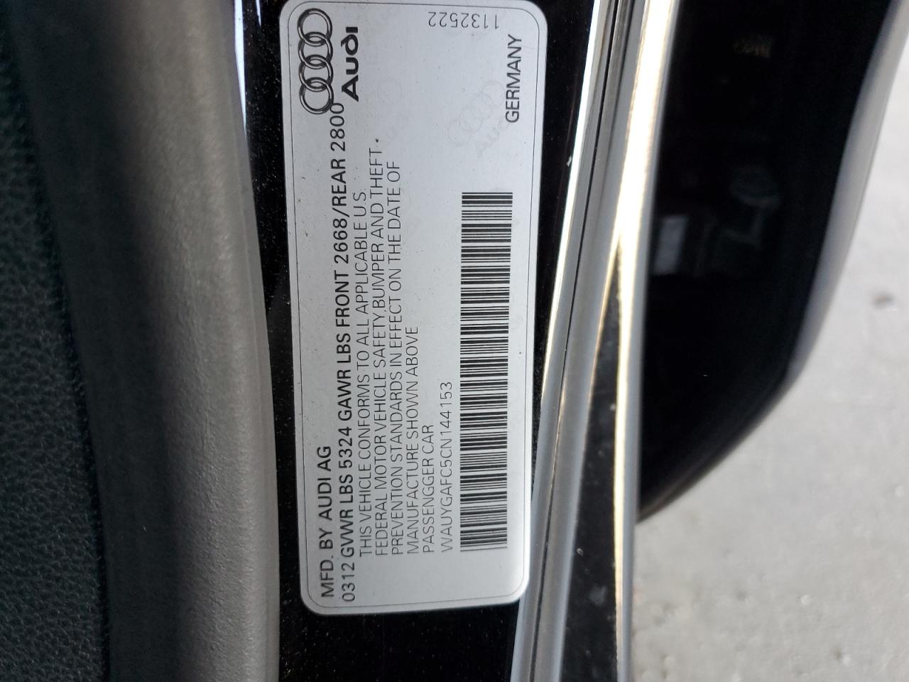 2012 Audi A7 Premium Plus VIN: WAUYGAFC5CN144153 Lot: 65473585