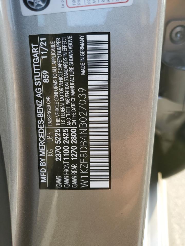 2022 Mercedes-Benz E 350 VIN: W1KZF8DB4NB027039 Lot: 63197805