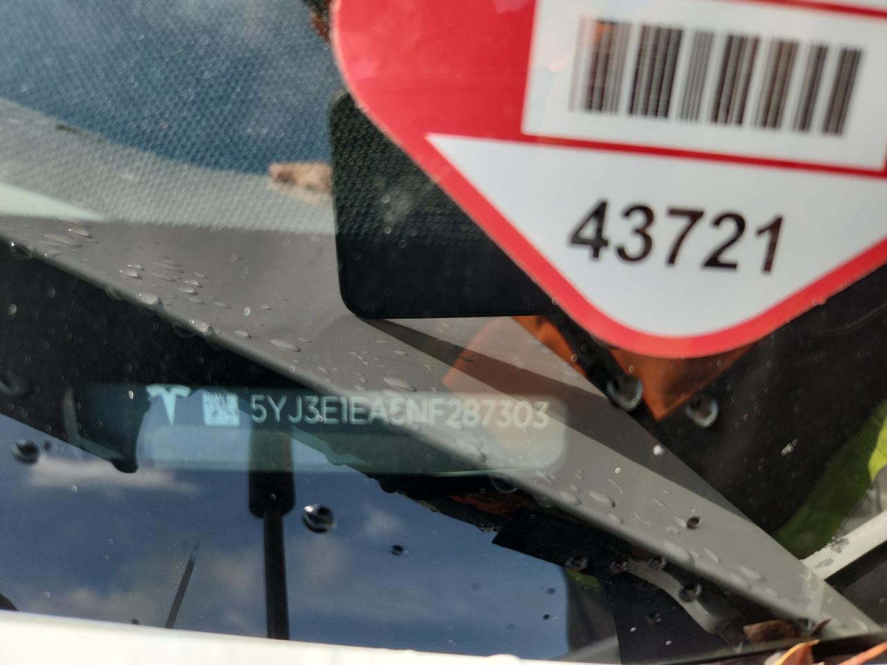 2022 Tesla Model 3 VIN: 5YJ3E1EA5NF287303 Lot: 64316785