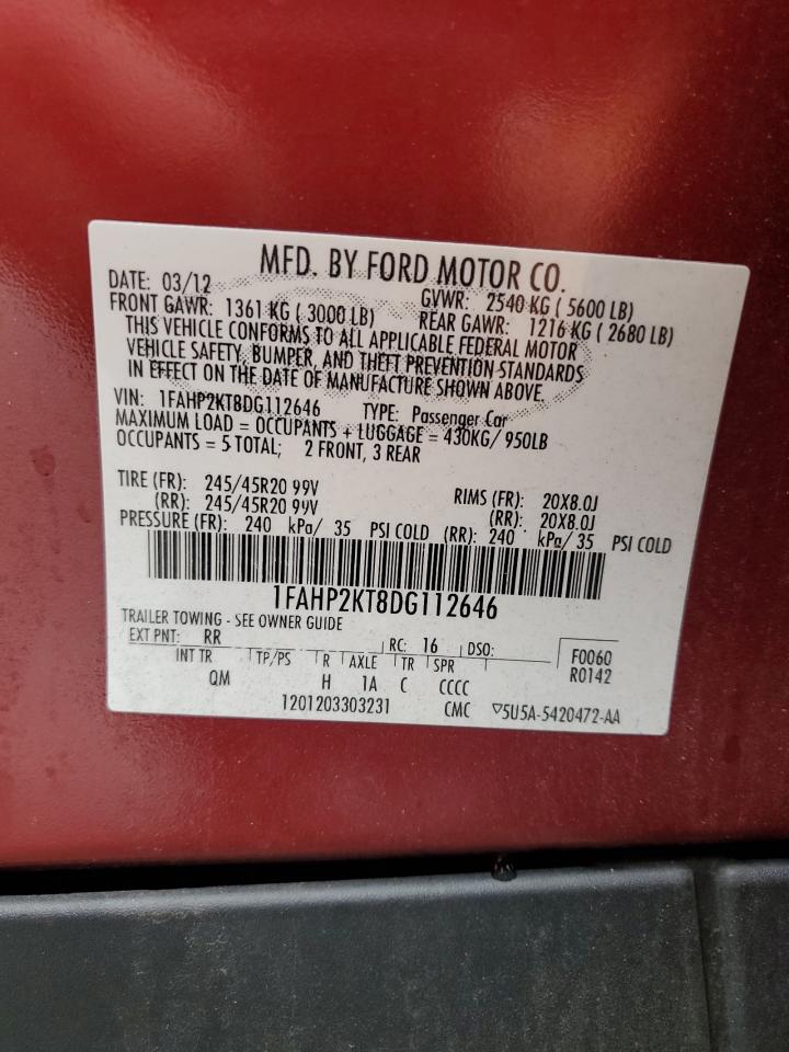 2013 Ford Taurus Sho VIN: 1FAHP2KT8DG112646 Lot: 63981075