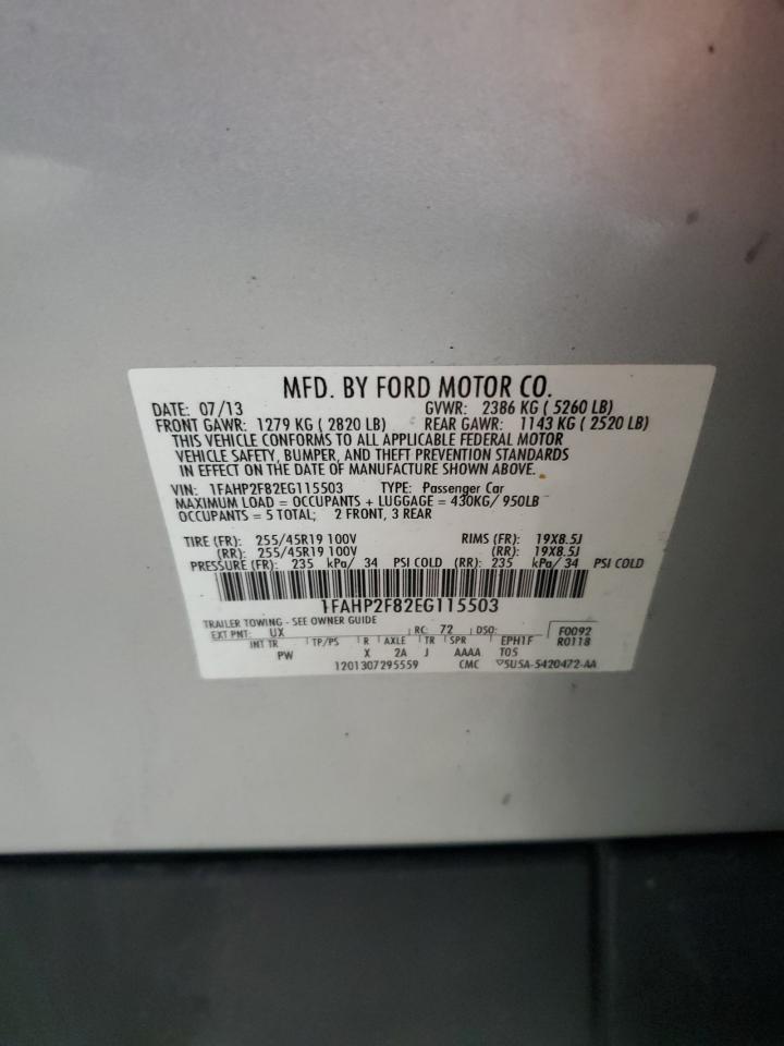 2014 Ford Taurus Limited VIN: 1FAHP2F82EG115503 Lot: 64836755