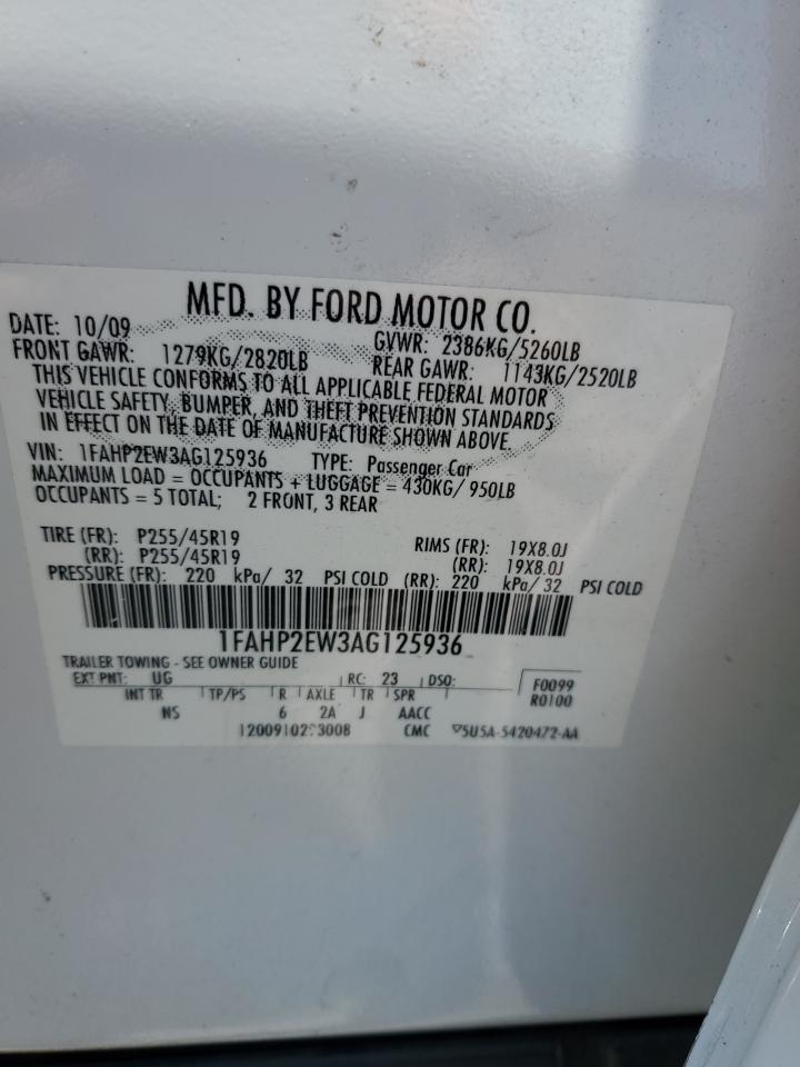 2010 Ford Taurus Sel VIN: 1FAHP2EW3AG125936 Lot: 63693355