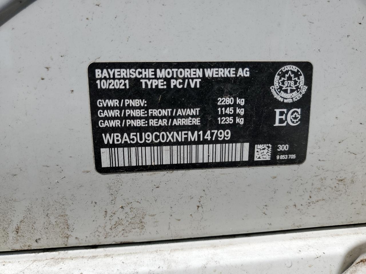 2022 BMW M340Xi VIN: WBA5U9C0XNFM14799 Lot: 62517215