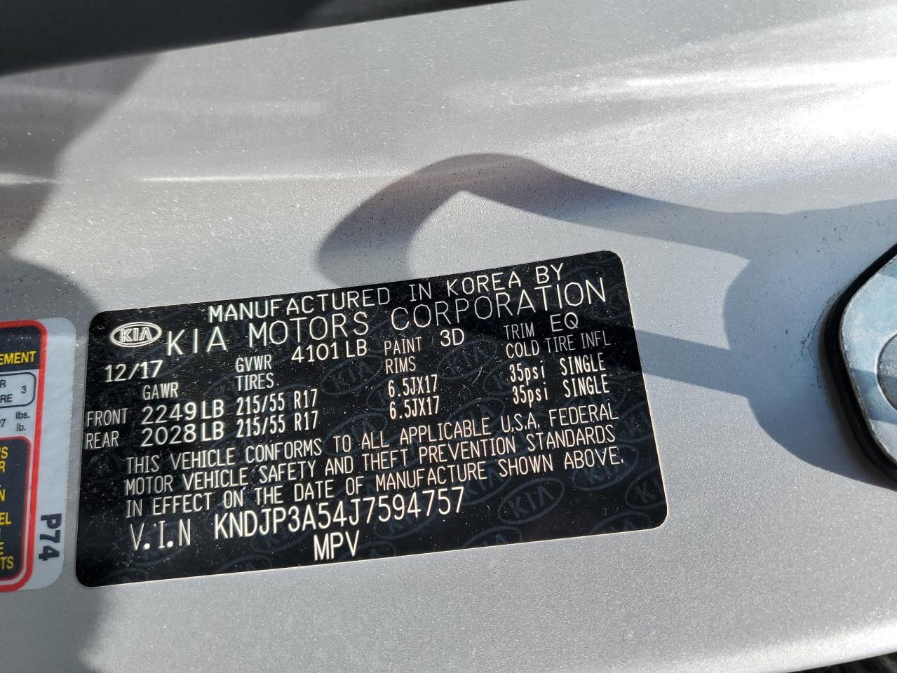 2018 Kia Soul + VIN: KNDJP3A54J7594757 Lot: 63708055