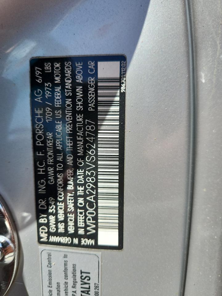1997 Porsche Boxster VIN: WP0CA2983VS624787 Lot: 64928985