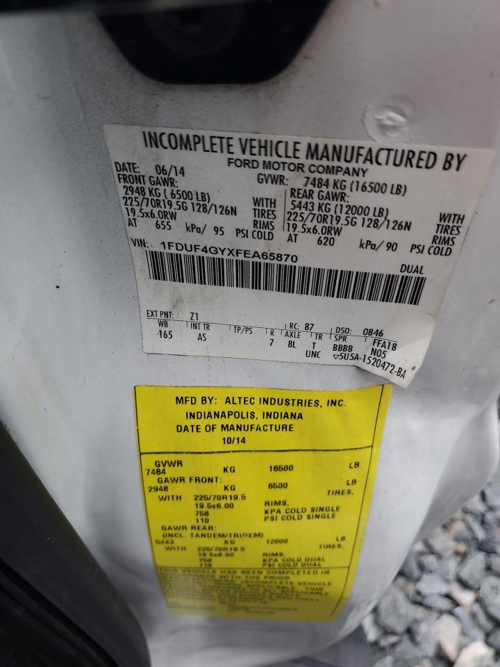 2015 Ford F450 Super Duty VIN: 1FDUF4GYXFEA65870 Lot: 64411075