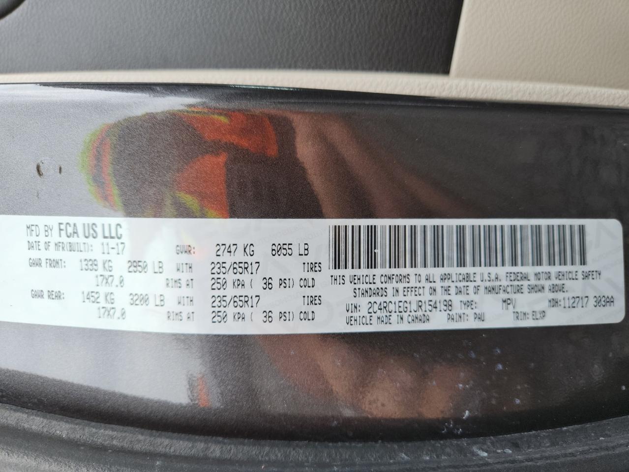 2018 Chrysler Pacifica Touring L Plus VIN: 2C4RC1EG1JR154198 Lot: 62724755