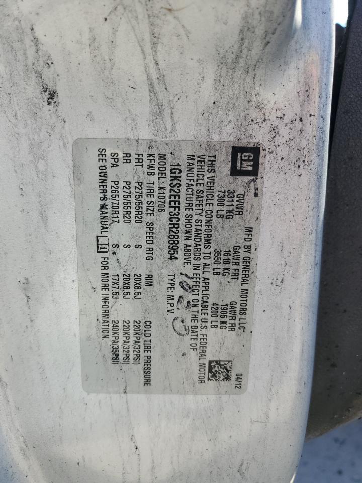 2012 GMC Yukon Denali VIN: 1GKS2EEF3CR288954 Lot: 65014855