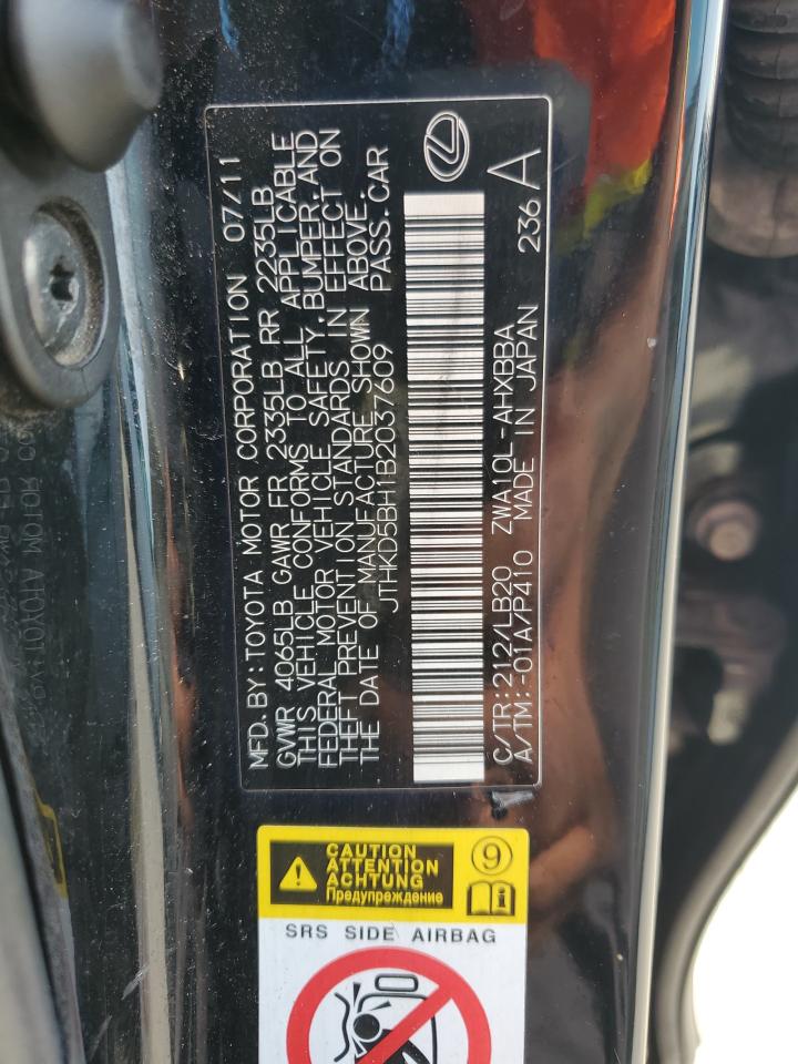 2011 Lexus Ct 200 VIN: JTHKD5BH1B2037609 Lot: 65046035
