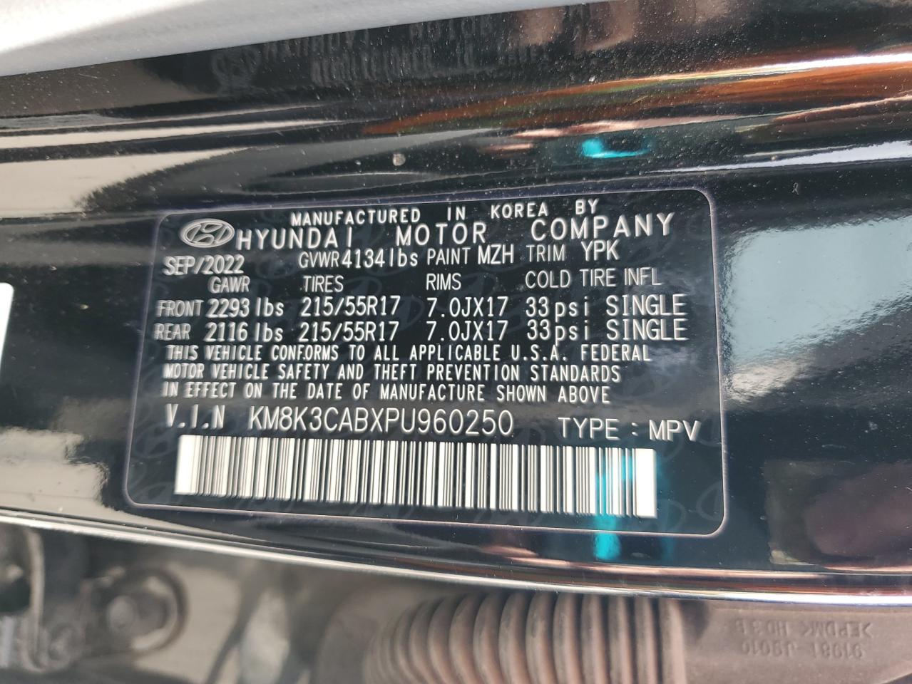 2023 Hyundai Kona Sel VIN: KM8K3CABXPU960250 Lot: 64131045