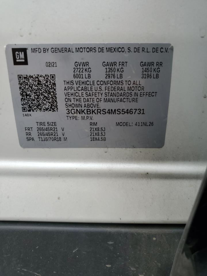2021 Chevrolet Blazer Rs VIN: 3GNKBKRS4MS546731 Lot: 63985985