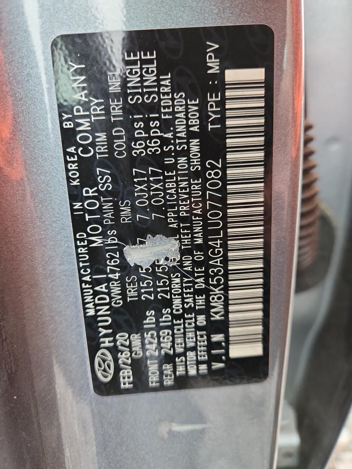 2020 Hyundai Kona Ultimate VIN: KM8K53AG4LU077082 Lot: 64375225