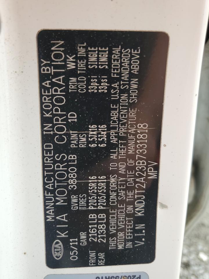 2011 Kia Soul + VIN: KNDJT2A23B7331818 Lot: 63120375