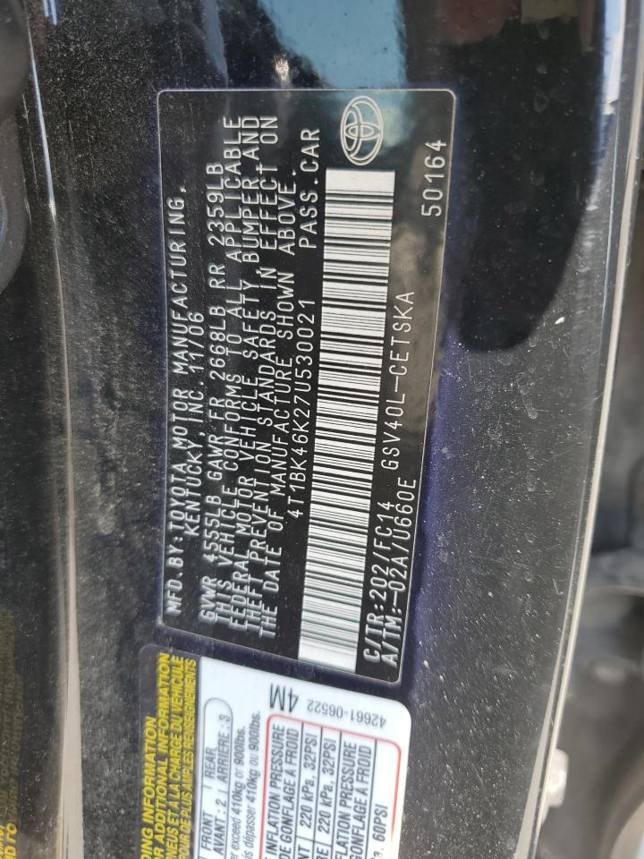 2007 Toyota Camry Le VIN: 4T1BK46K27U530021 Lot: 65410245