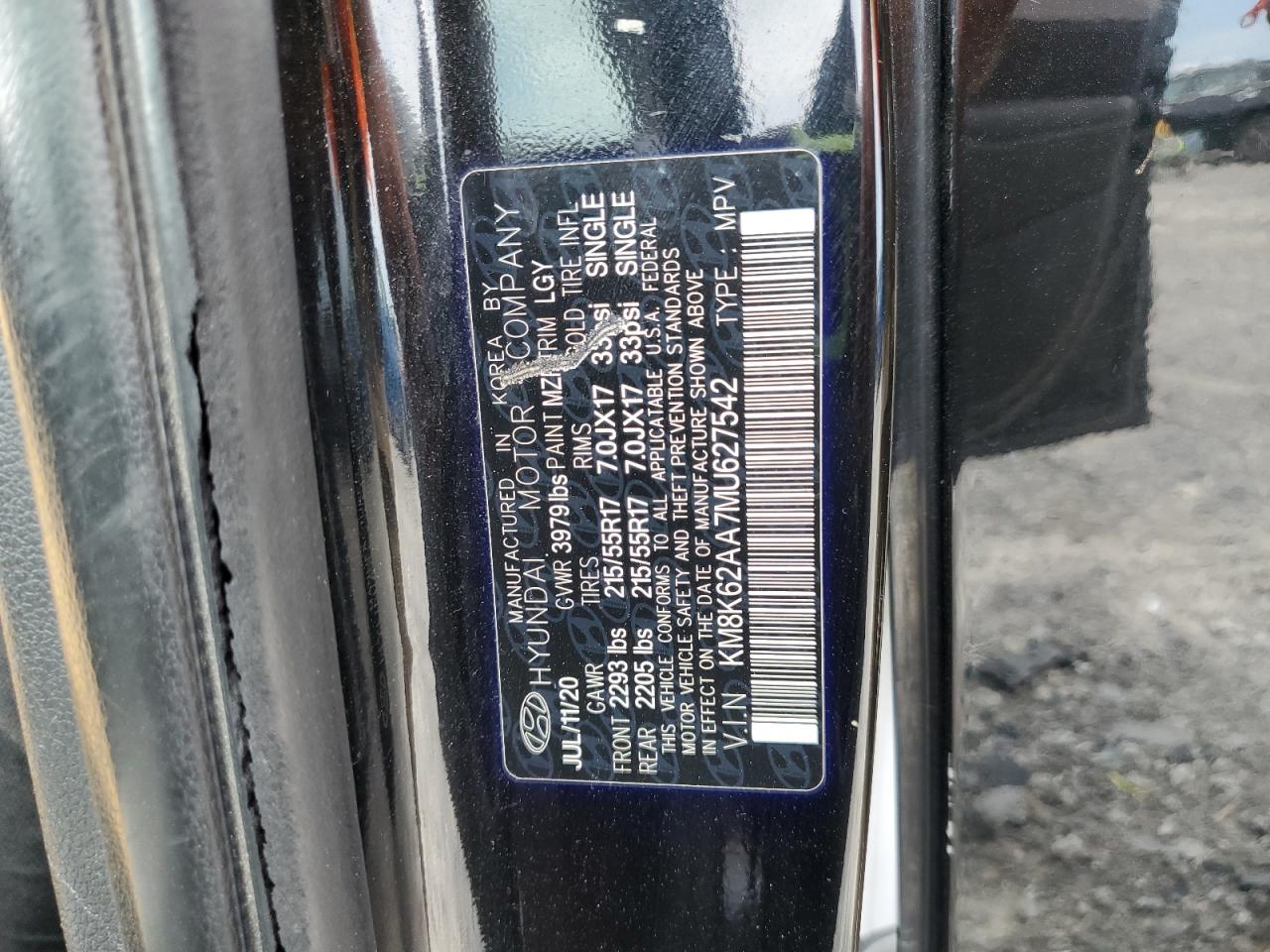 2021 Hyundai Kona Sel Plus VIN: KM8K62AA7MU627542 Lot: 66028385