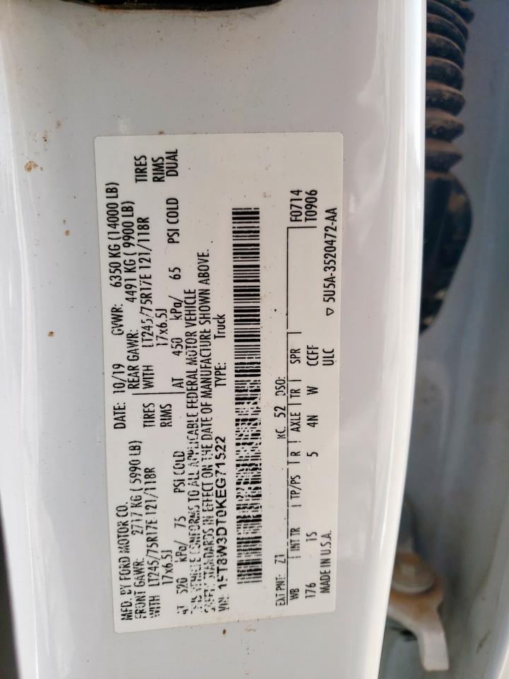 2019 Ford F350 Super Duty VIN: 1FT8W3DT0KEG71522 Lot: 67117715