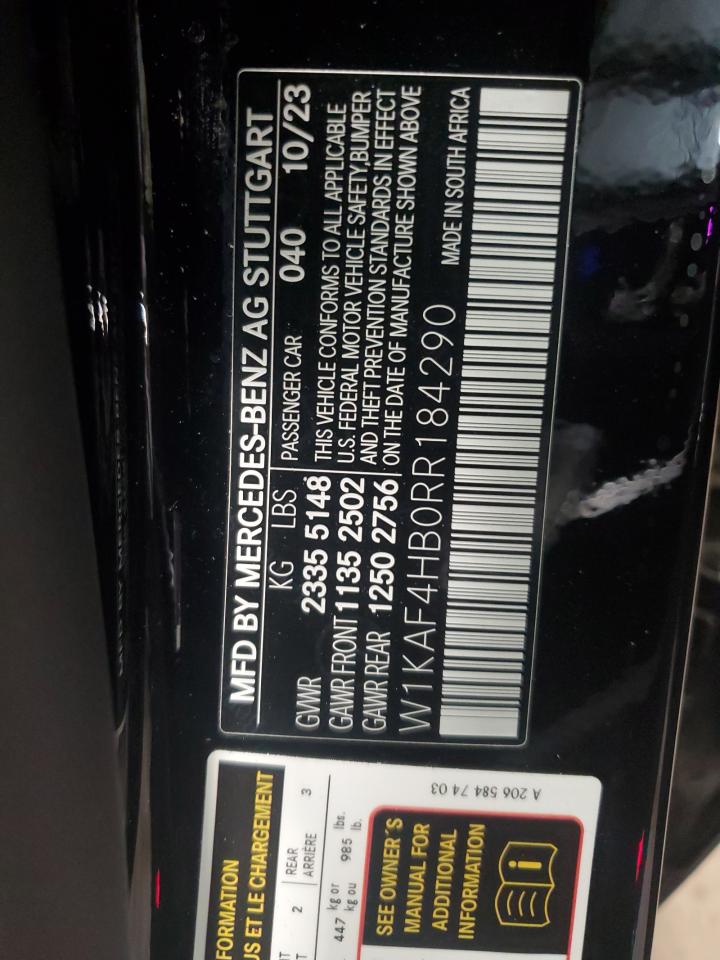 2024 Mercedes-Benz C 300 4Matic VIN: W1KAF4HB0RR184290 Lot: 65064265
