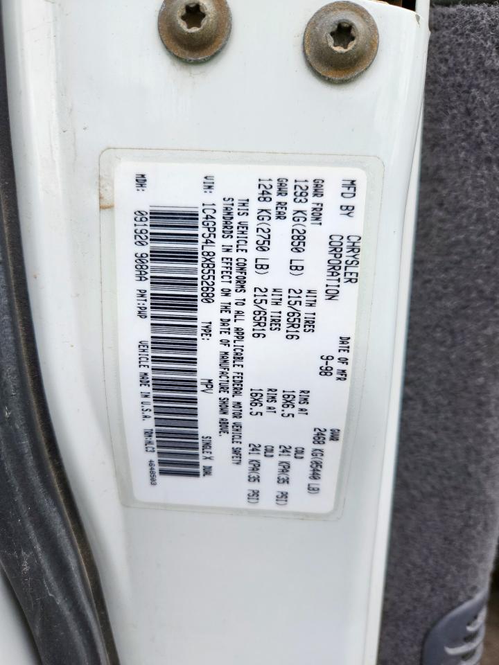 1999 Chrysler Town & Country Lx VIN: 1C4GP54L8XB552680 Lot: 63076355