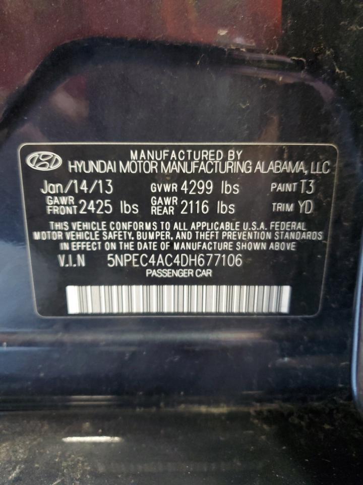 2013 Hyundai Sonata Se VIN: 5NPEC4AC4DH677106 Lot: 62491935