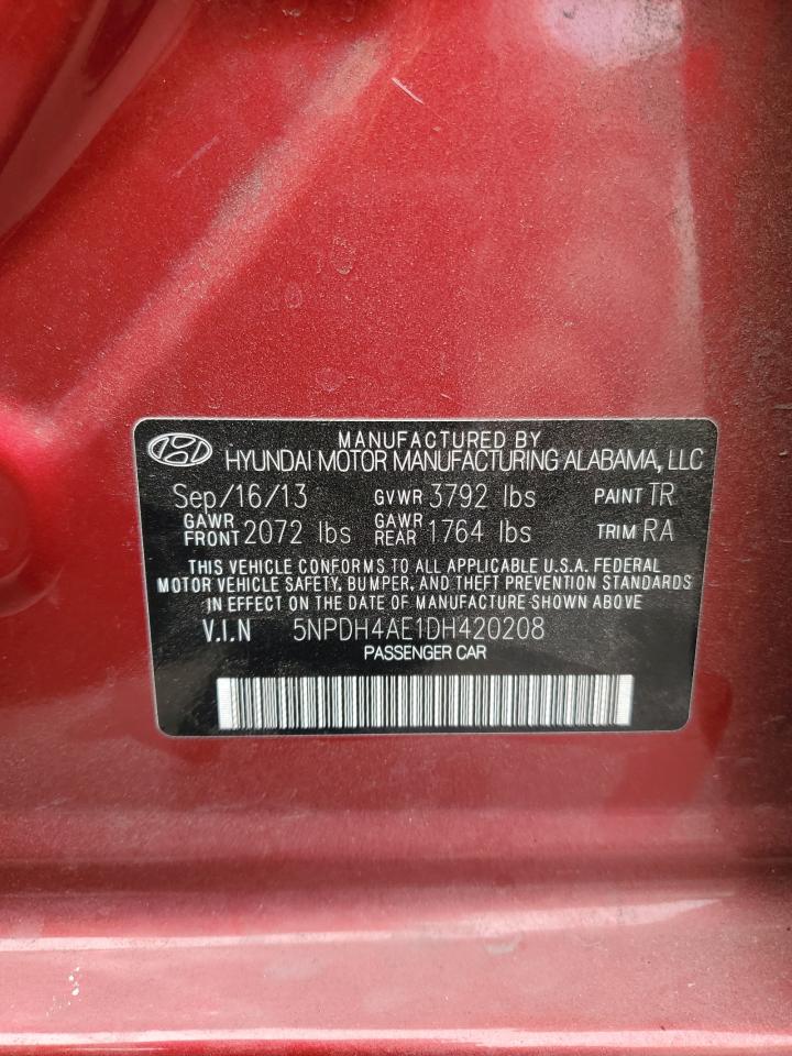 2013 Hyundai Elantra Gls VIN: 5NPDH4AE1DH420208 Lot: 64856625
