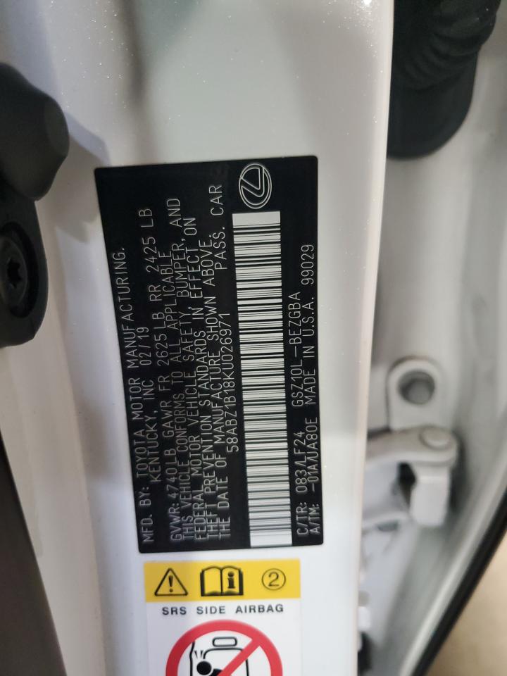 58abz1b18ku026971 58ABZ1B18KU026971 2019 Lexus Es 350