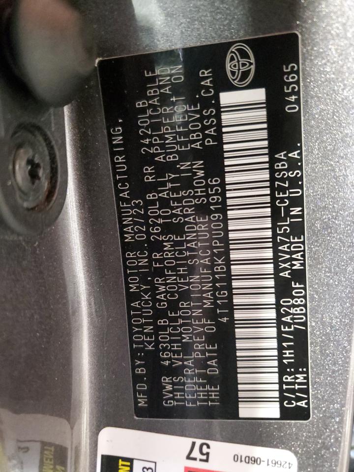 2023 Toyota Camry Se Night Shade VIN: 4T1G11BK1PU091956 Lot: 64716525