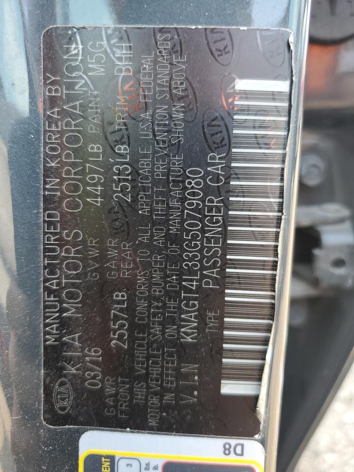 2016 Kia Optima Lx VIN: KNAGT4L33G5079080 Lot: 66809885