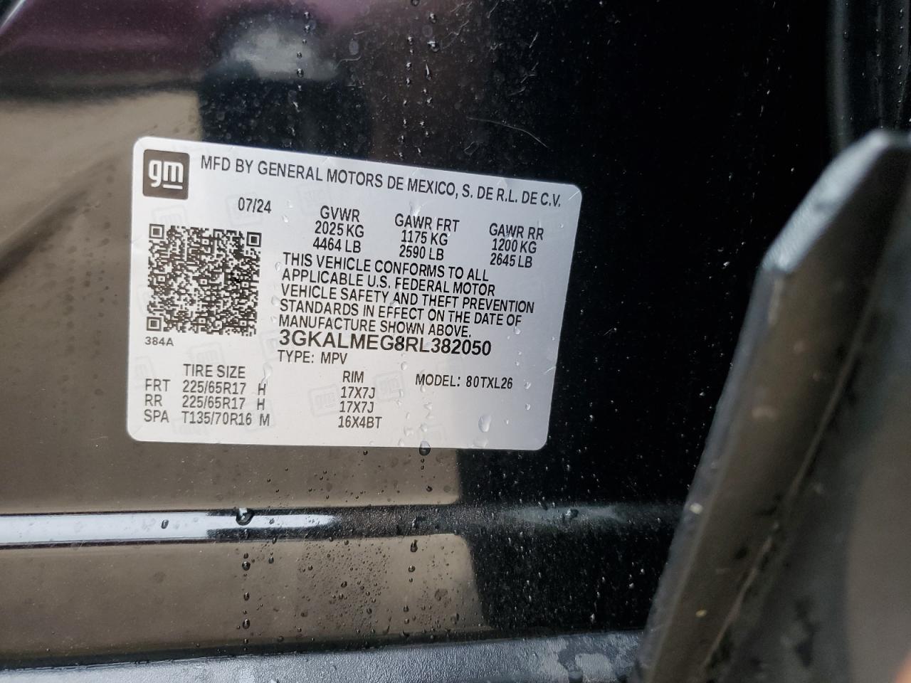2024 GMC Terrain Sle VIN: 3GKALMEG8RL382050 Lot: 65175305