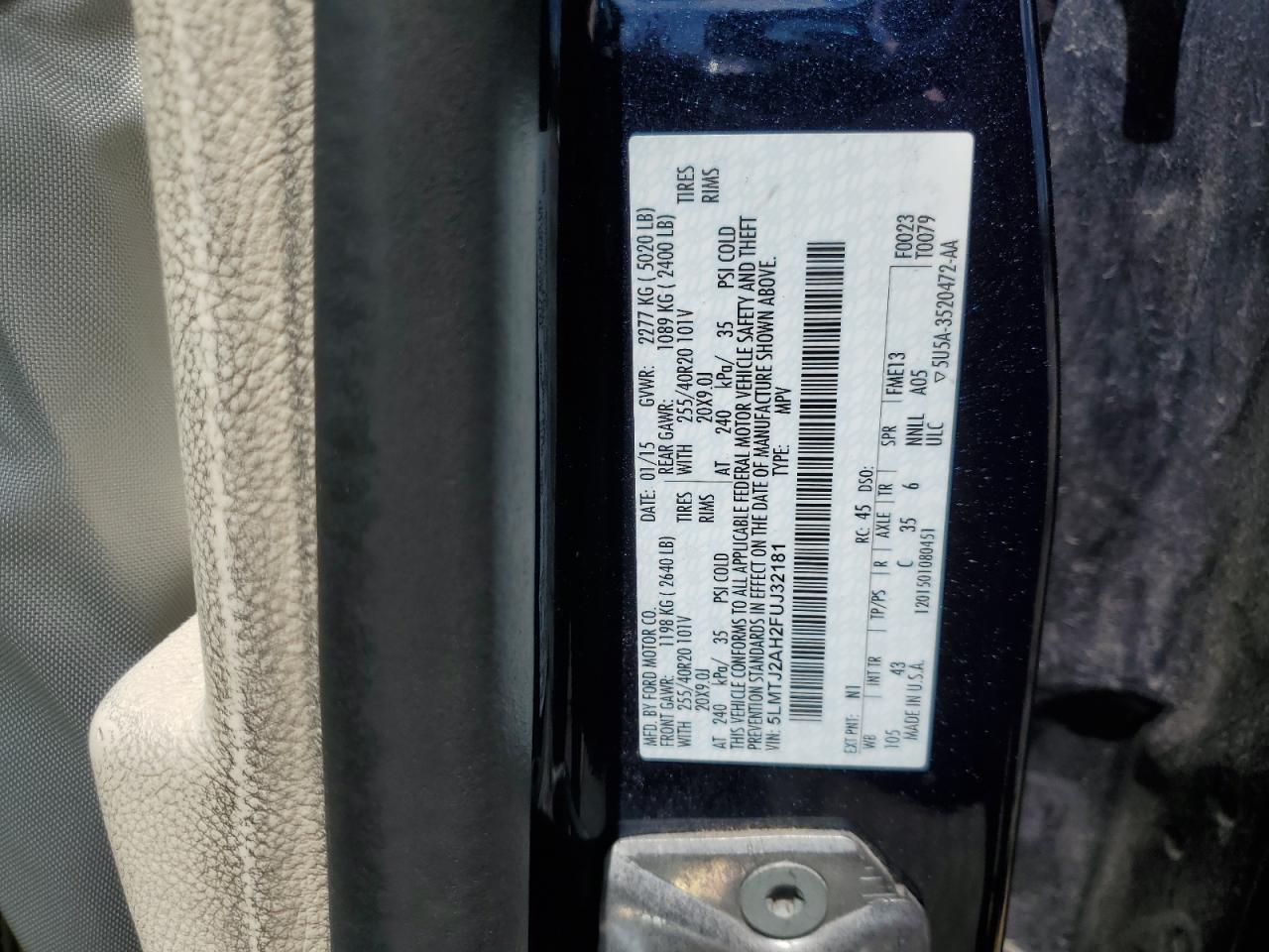 5lmtj2ah2fuj32181 5LMTJ2AH2FUJ32181 2015 Lincoln Mkc