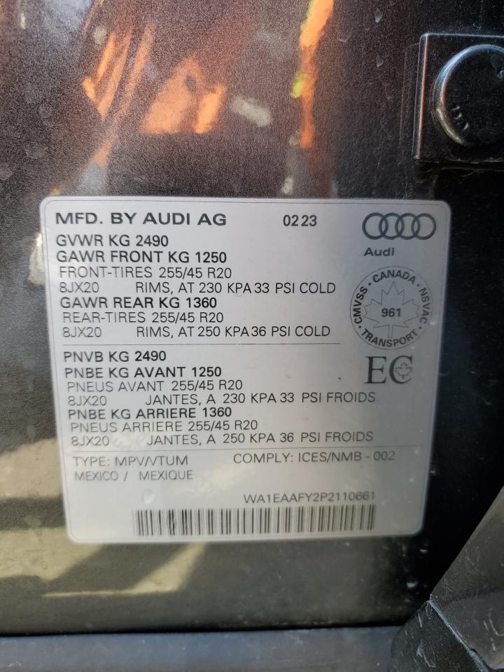 2023 Audi Q5 Premium Plus 45 VIN: WA1EAAFY2P2110661 Lot: 64646275