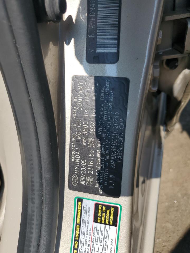 2005 Hyundai Elantra Gls VIN: KMHDN46D05U126245 Lot: 63539965